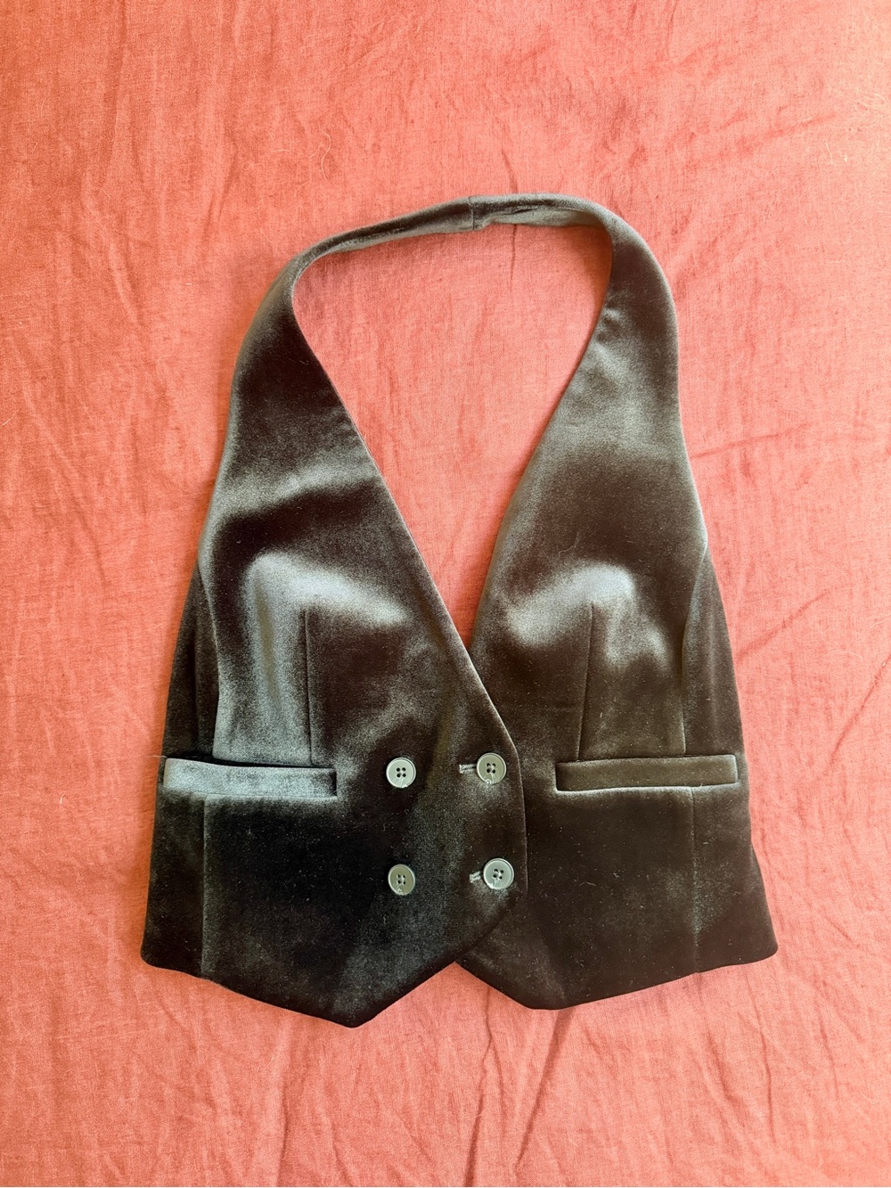 Velvet Halter Vest in black